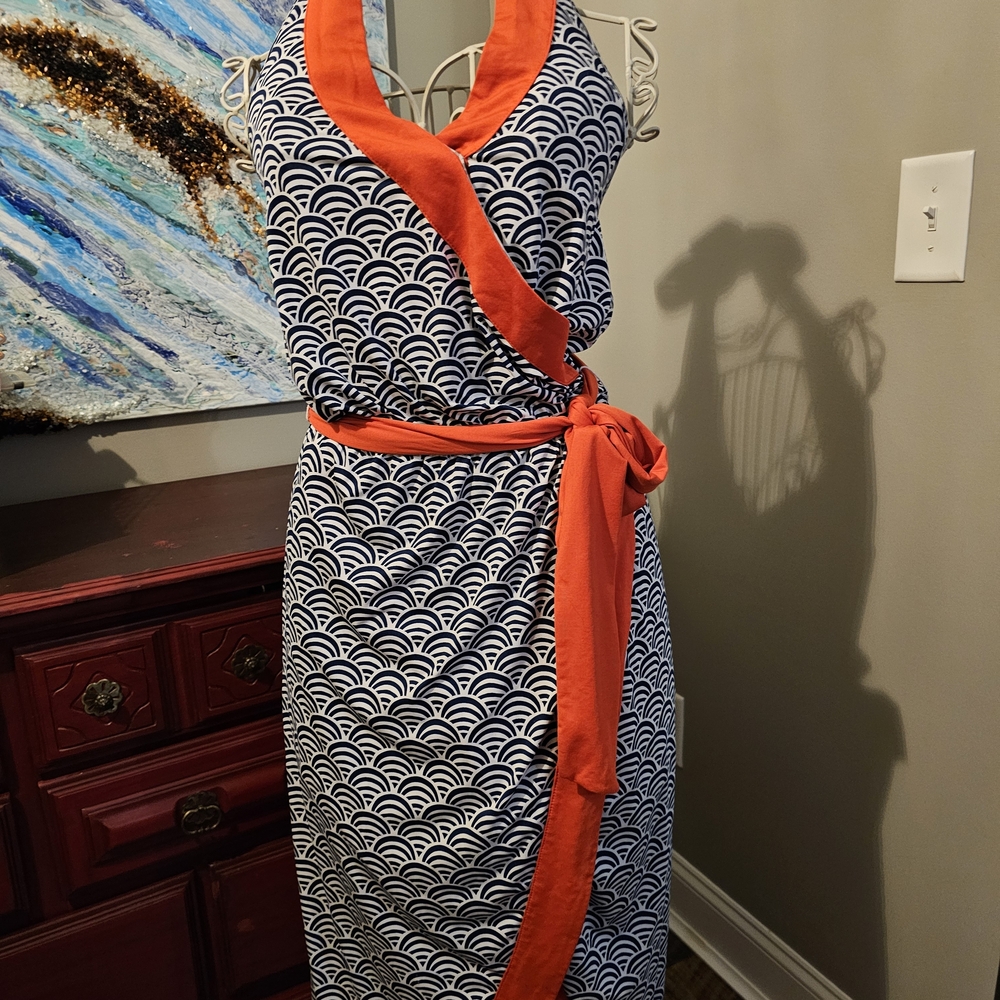 Mud Pie Black and Orange Midi Dress